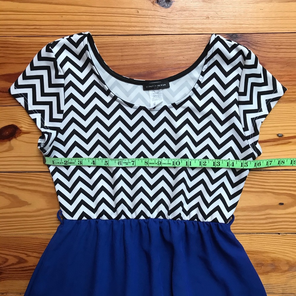 🌸5/$30🌸 Cantata Blue Black White Zig-Zag Dress, EUC - Picture 5 of 13